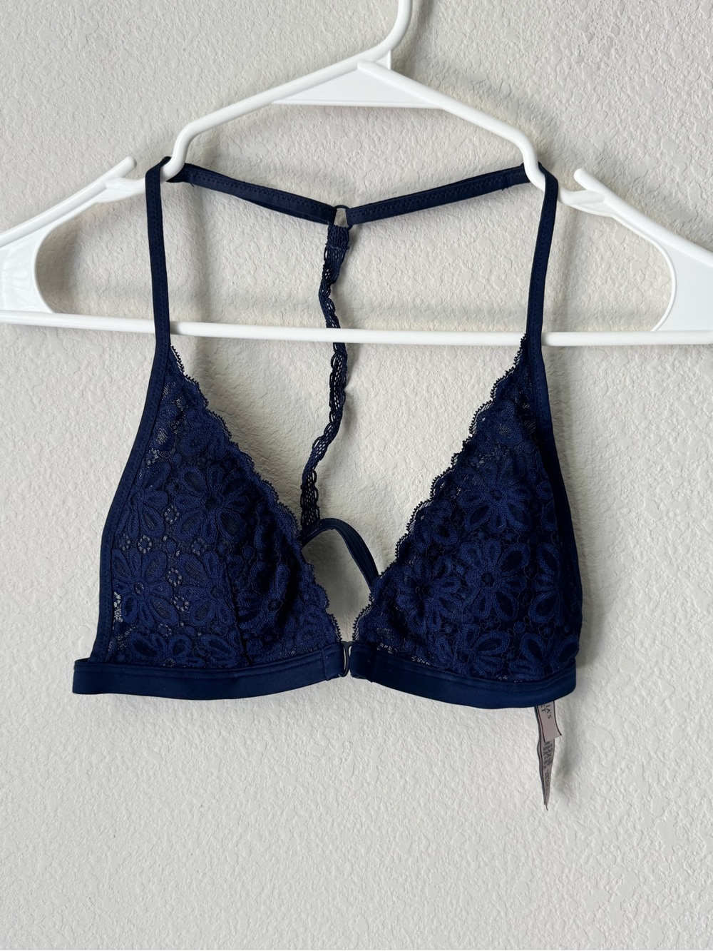 Victoria's Secret Navy Lace Triangle Bralette with T-Back